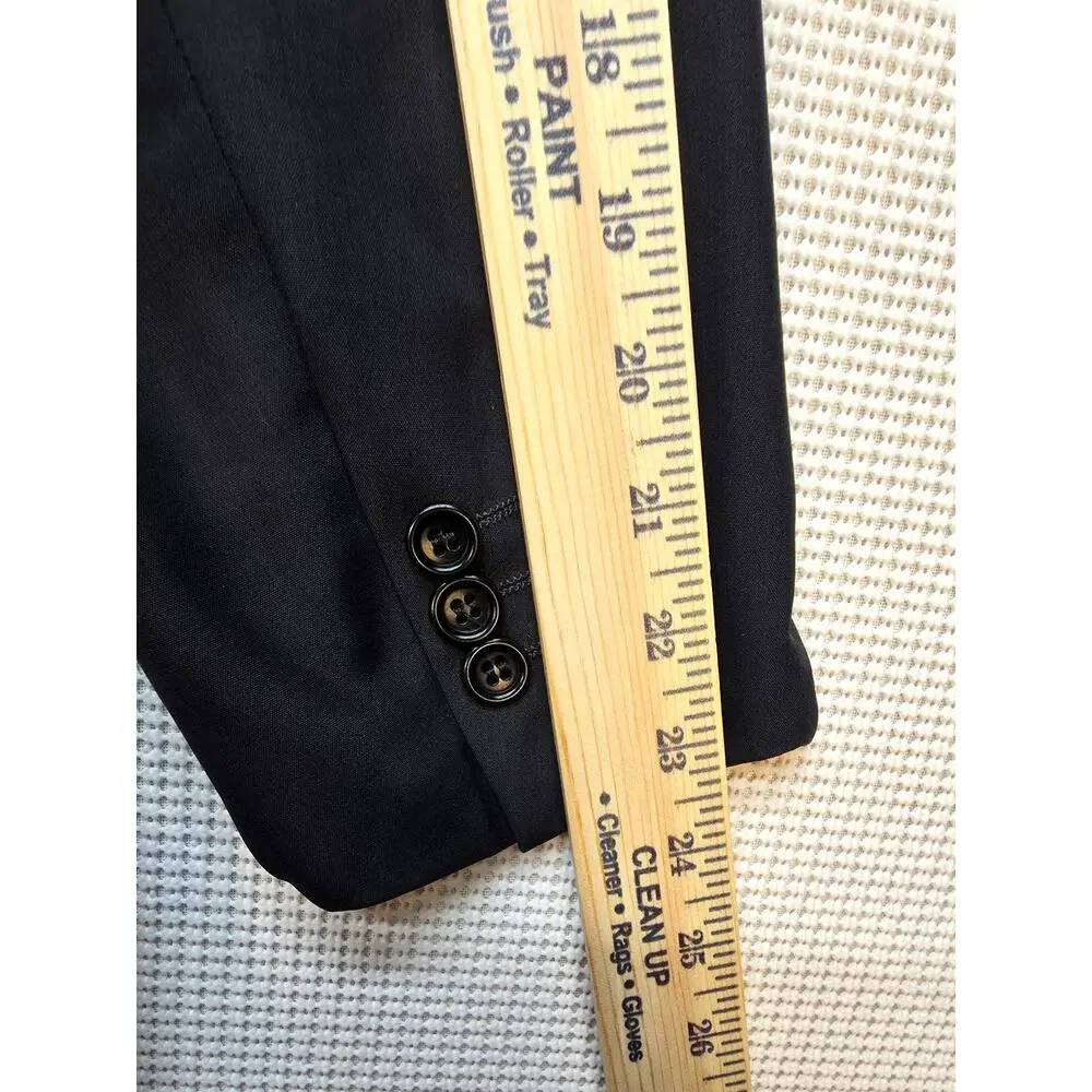 VTG Hugo Boss Double Breasted Blazer Germany Silk Wool Charcoal Grey Jacket 38R
